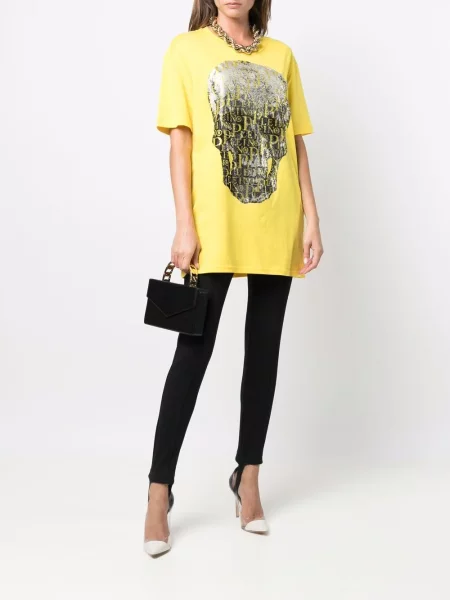 Koszulka Philipp Plein z koralikami żółta