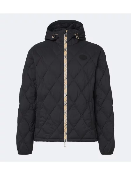 Geacă Burberry în carouri cu glugă negru