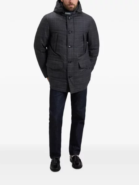 Geacă parka Woolrich în carouri gri