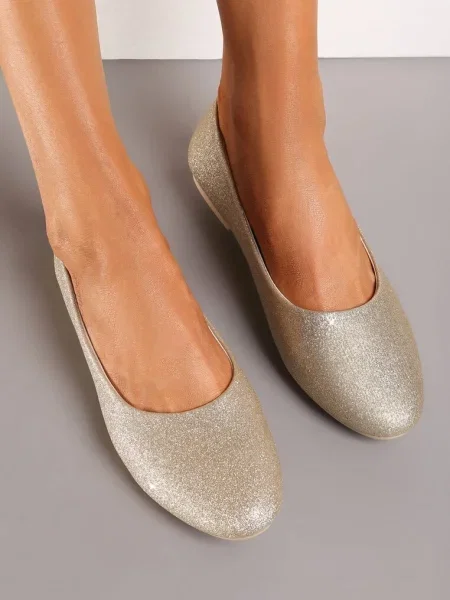 Balerini Sclipici Talpă Joasă Uarneli aurii