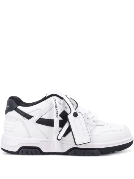 Fűzős bőr business sneaker Off-white fehér