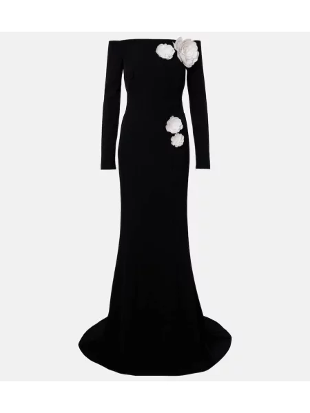 Rochie Safiyaa cu model floral cu aplicații negru