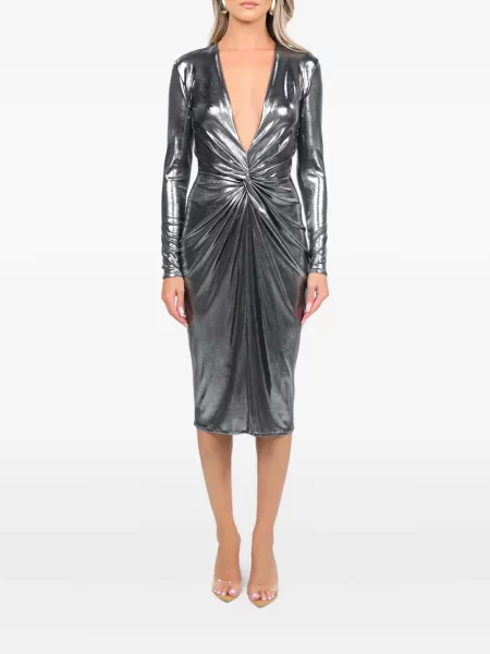 Rochie maxi Roserry până la genunchi de costum argintiu