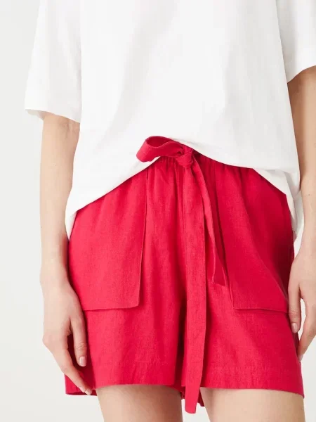 Лляні шорти Medicine однотонна висока посадка рожевий