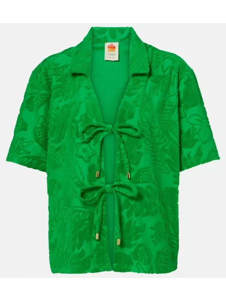 Top Farm Rio w kwiatki frotte zielony