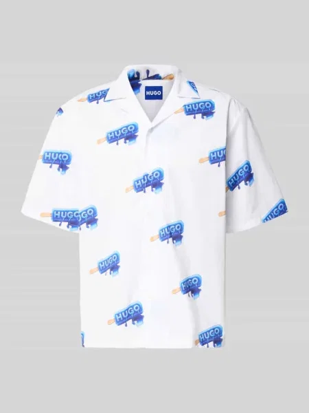 Koszula casualowa o kroju relaxed fit z czystej bawełny model ELIGINO' Hugo Blue biała