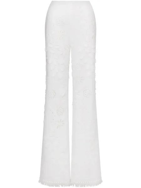 Pantaloni Alberta Ferretti cu broderie alb