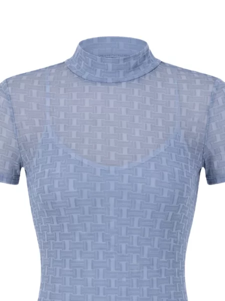 Rochie mini Hugo cu imprimeu geometric plasă albastru