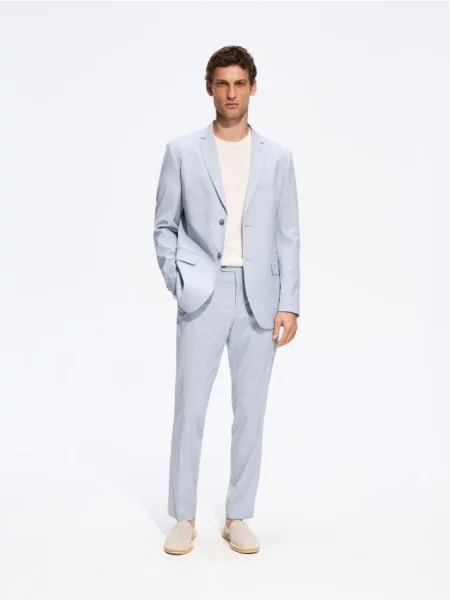 Reserved Піджак slim fit з віскозою блідо-блакитний блакитний