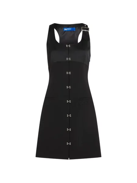 Rochie din denim Karl Lagerfeld Jeans cu cataramă cu bretele negru