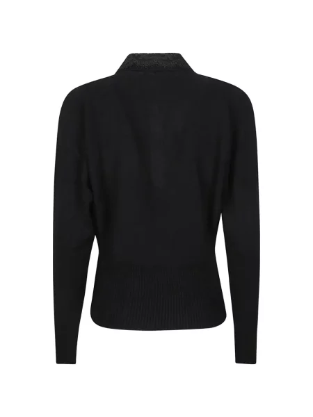 Gulerat top Ermanno Firenze din dantelă negru