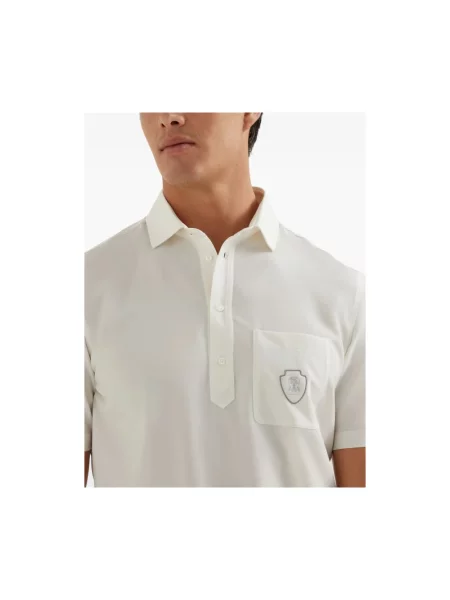 Koszulka polo Brunello Cucinelli wełniana biała