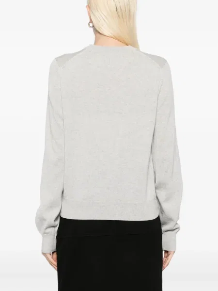 Pulover Maison Kitsune cu broderie gri