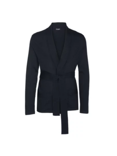 Szlafrok Dolce And Gabbana kopertowy czarny