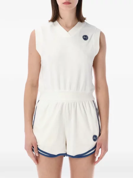 Top Nike cu decolteu în V din material terry cu autograf