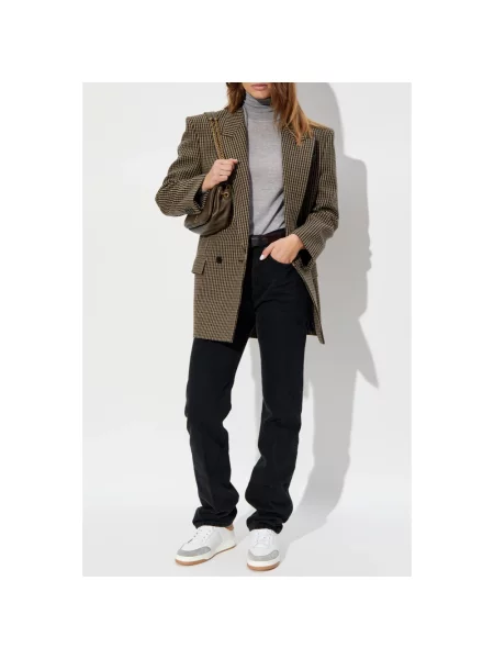 Sweter z golfem Saint Laurent wełniany do golfa szary