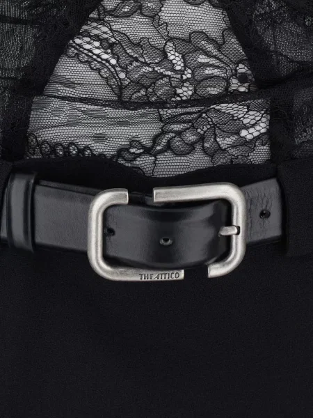 Cu centură rochie The Attico din dantelă negru