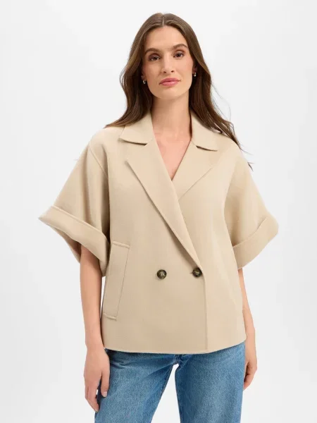 Weekend Max Mara kurtka wełniana Neo Kobiety wełna ze strzyży 36 beżowy