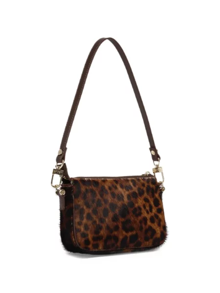 Geantă V°73 din piele cu imagine cu model leopard maro