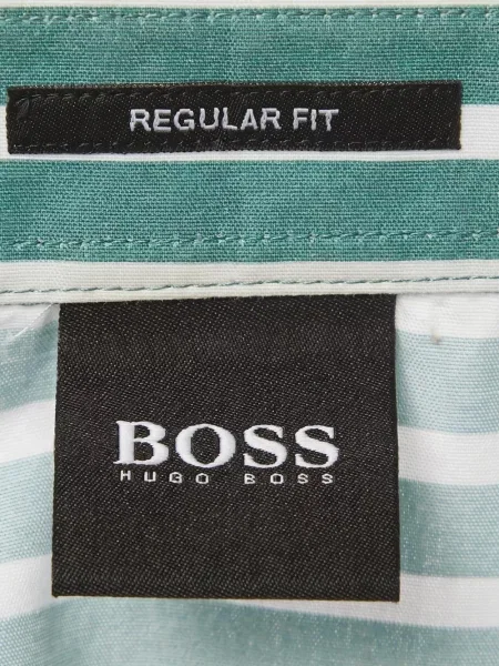 Cămașă Boss cu dungi din poplin verde