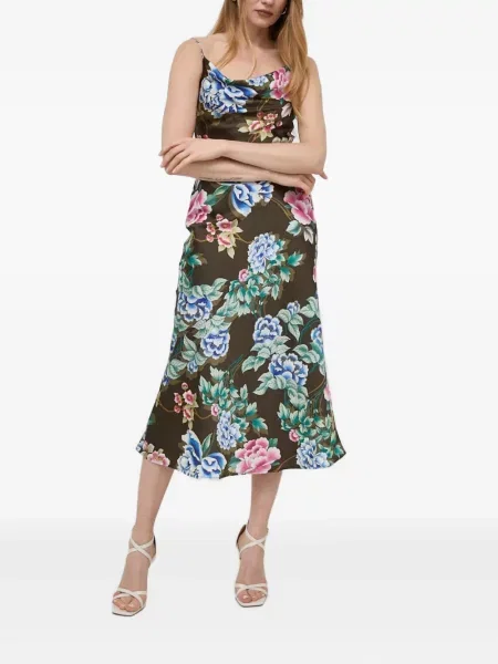 Rochie midi Guess cu model floral cu imagine maro