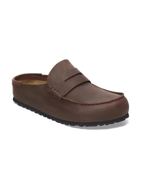 Birkenstock klapki skórzane Naples Wrapped LEOI brązowy
