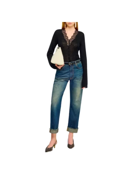 Jeansy straight leg Semicouture niebieskie