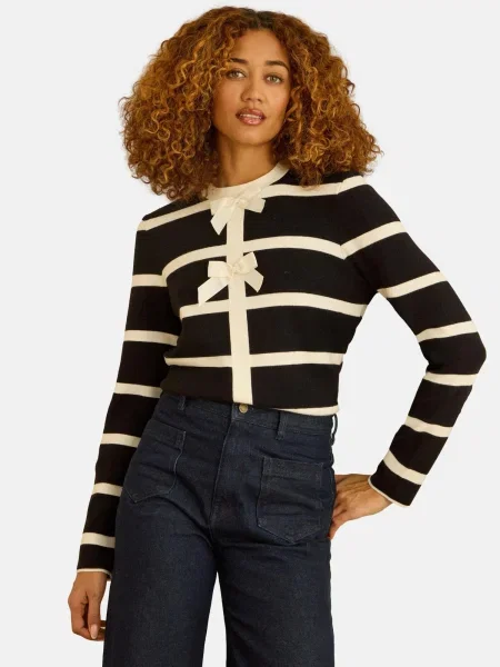 Love & roses Pulover negru / lână alb