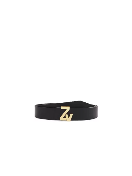 Pasek Zadig&voltaire skórzany z logo czarny
