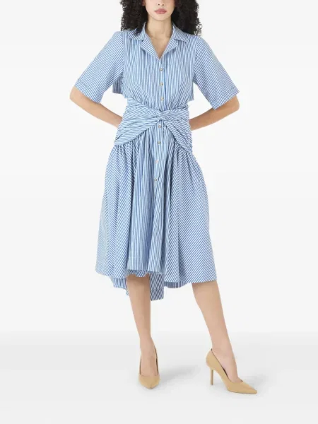 Rochie midi Rosie Assoulin cu dungi până la genunchi de costum albastru