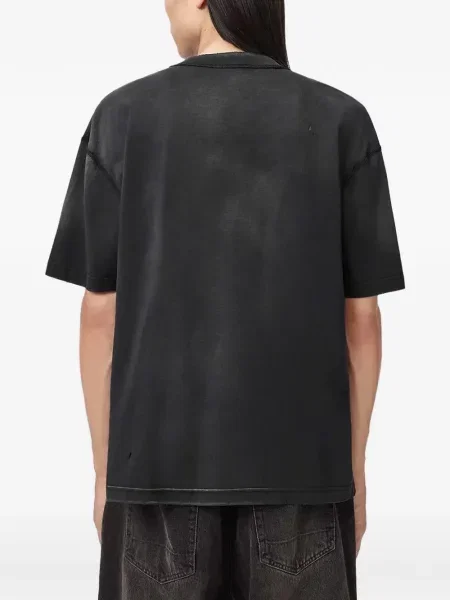 Scurt tricou Allsaints cu imagine negru