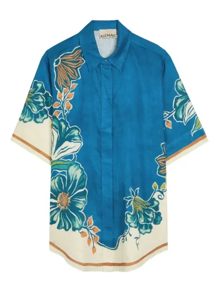Cămașă Alemais cu model floral albastru
