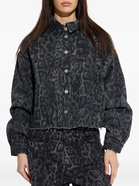 Geacă de blugi Allsaints cu imagine cu model leopard negru