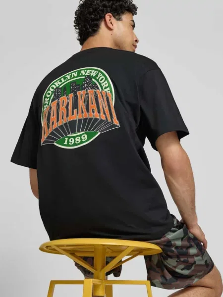 T-shirt o kroju oversized z wyhaftowanym logo Karl Kani czarna