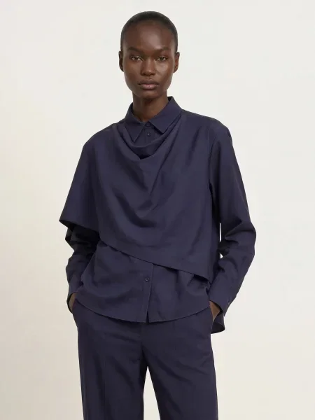 Claudie Pierlot Bluzka Koszulowa blau granatowa