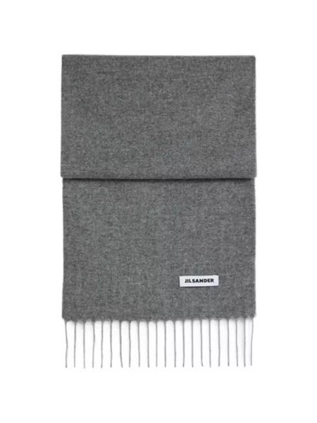 Fular Jil Sander cu franjuri gri