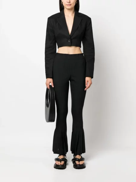 Плисирани панталон Sacai черно