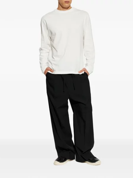 Lung tricou Jil Sander cu broderie alb