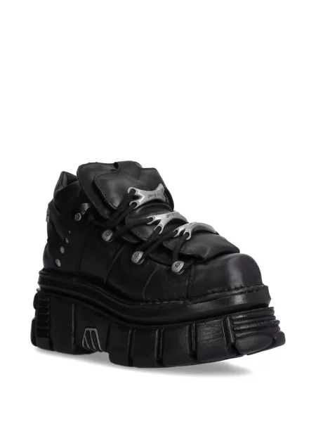 Sneakerși New Rock cu șireturi cu platformă din dantelă negru