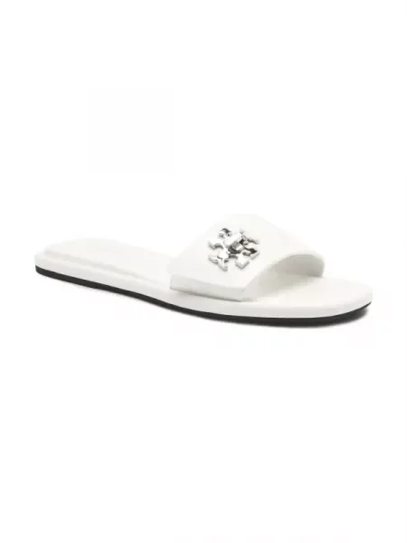 TORY BURCH De piele șlapi T LOCK alb