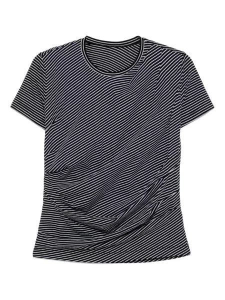Tricou Jnby cu dungi plisat negru