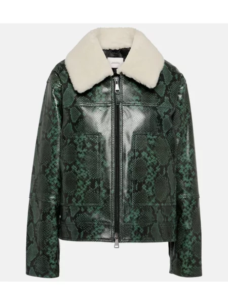 Geanta de piele Dorothee Schumacher cu imagine cu model piele de șarpe verde