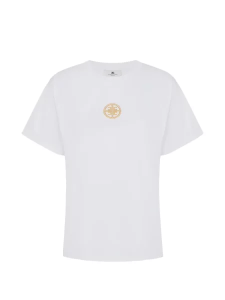 Tricou Elisabetta Franchi din jerseu cu autograf alb