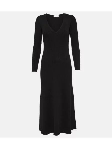 Pletena obleka midi obleka Co nad koleni črna