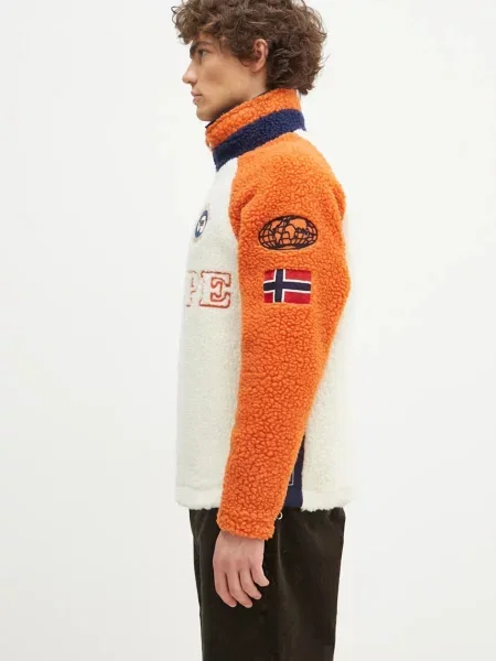 Napapijri bluza polarowa Equipe Fleece wzorzysta beżowy
