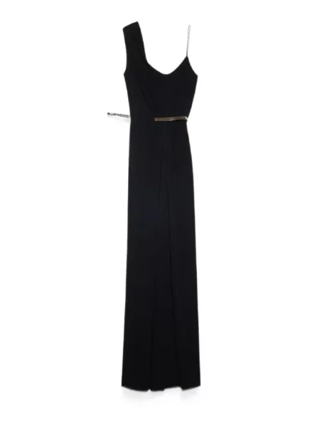 Cu centură rochie maxi Tom Ford asimetrică negru
