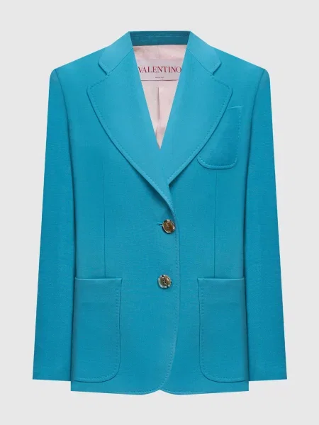 Жакет з вовни та шовку Valentino блакитний