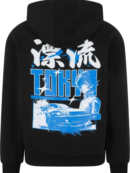 Mister Tee Mikina Tokyo Drifting kráľovská modrá / čierna biela