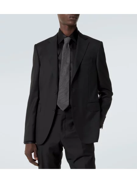 Cravată Giorgio Armani de mătase cu dungi negru