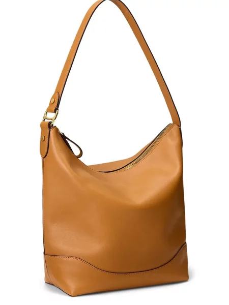 Kožená kabelka Lauren Ralph Lauren hnedá